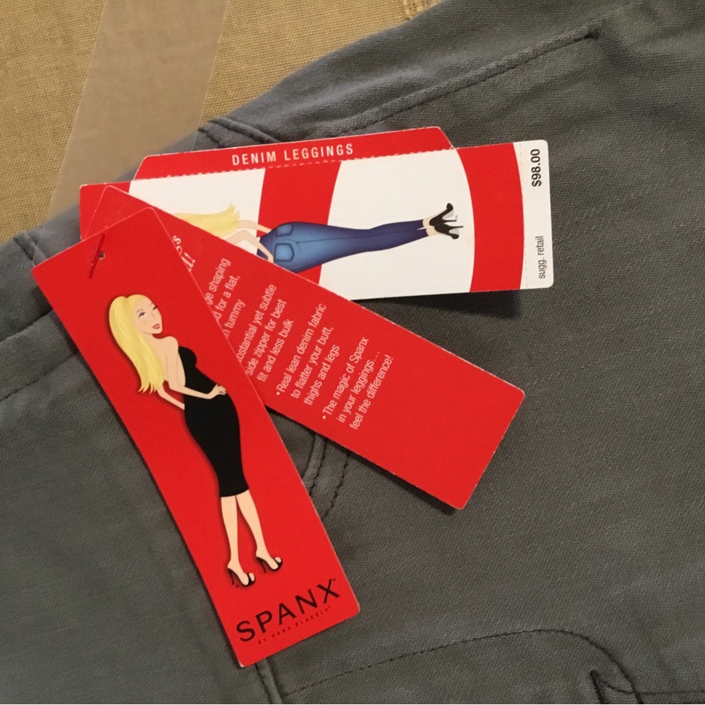 SPANX GUNMETAL DENIM LEGGING/ SIDE ZIPPER/ NWT / SIZE SP 2-4 / LENGTH 29” - Picture 3 of 4